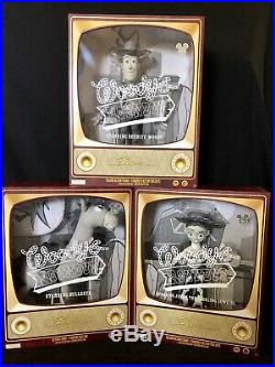 Set of 3 Toy Story B&W Woody's Roundup Talking Dolls, a 2019 D23 Expo Exclusive