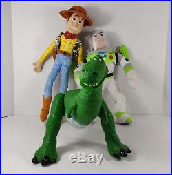 Set of 3 Toy Story Dolls Woody, Buzz Lightyear & Talking Rex Pixar Plush