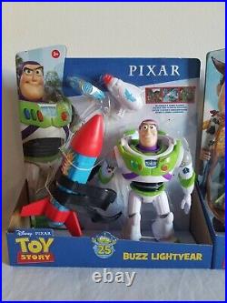 TOY STORY Disney Pixar 25th Anniversary Buzz Lightyear Rex Woody NEW w accessory
