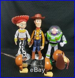 TOY STORY Lot Pull String Talking Woody & Jessie Dolls Buzz Slink With Hats