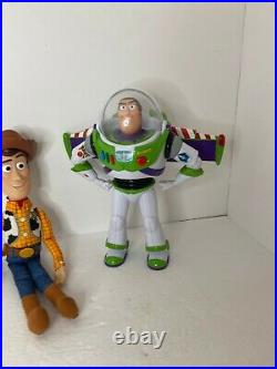 Talking Toy Story Dolls Woody 15 & Buzz Lightyear 12 Disney Pixar Works Euc