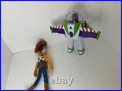 Talking Toy Story Dolls Woody 15 & Buzz Lightyear 12 Disney Pixar Works Euc
