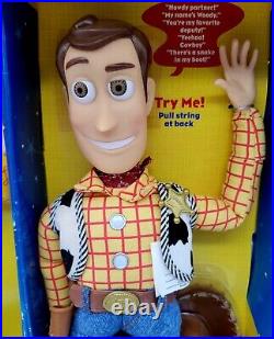 Think Way Disney Pixar Toy Story 2 Pullstring Talking Woody and Jessie Dolls Box