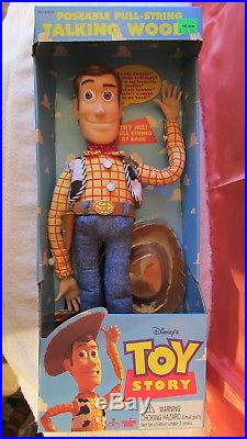 Thinkway 1995 Poseable Pull String Talking Woody MIB Disney Toy Story Doll