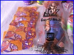 Toy Story 1996 Burger King Toy Lot of 3 Large Dolls 10 Woody Buzz RC Bag Cup