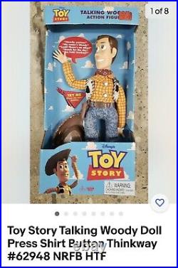 Toy Story 2 Woody Press Shrit button 12 Talking Sheriff Woody Doll In Box