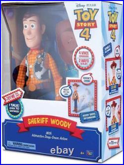 Toy Story 4 Disney Pixar Sheriff Woody with Interactive Drop-Down Action