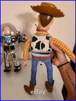 Toy Story DISNEY Pull String talking WOODY & BUZZ LIGHTYEAR Doll 16 RARE