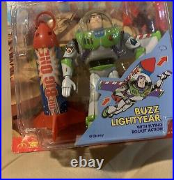 Toy Story Kicking Woody & Buzz Lightyear Flying Rocket Action Figures 1995 NOC
