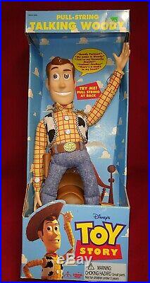 Toy Story Poseable Pull String Talking Woody Thinkway 1995, 16 Disney Original