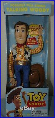 Toy Story Poseable Pull-String Talking Woody Thinkway 1995 original Disney Pixar