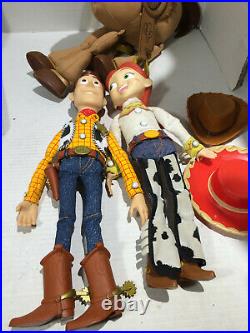 Toy Story Pull String Talking Woody & Jessie 15 Dolls With Hats Works! + Scout