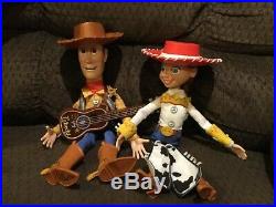 Toy Story Pull String Talking Woody, Jessie Dolls with Hats & Guitar