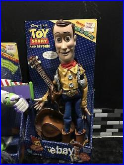 Toy Story Pull String Woodie 13& Deluxe Buzzlightyear 11 2002 (new)