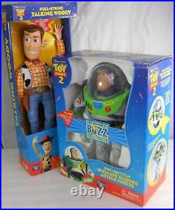 Toy Story Set Of 2 Buzz Light Year & Woody 1990's Dolls Figures NIB