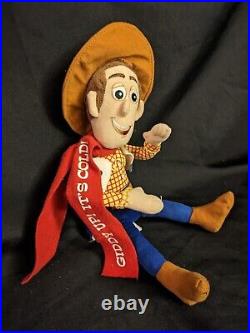 Toy Story Sheriff Woody Gemmy Moving Talking Plush Doll Giddy Up It's Cold RARE