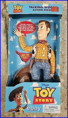 Toy Story Talking Woody Doll Press Shirt Button Thinkway #62948 NRFB HTF