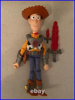Toy Story That Time Forgot BATTLESAURS WOODY Talking DOLL Swords Thinkway RARE