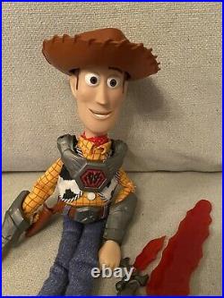 Toy Story That Time Forgot BATTLESAURS WOODY Talking DOLL Swords Thinkway RARE