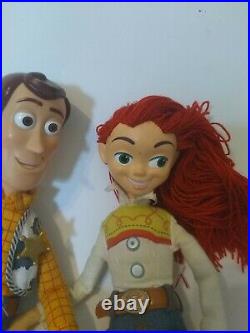 Toy Story WOODY & JESSIE Pull-String Talking 15 Doll Thinkway Disney Pixar-WORK