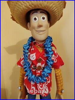 Used Disney Store Toy Story WOODY Hawaiian Vacation 16 Talking Pull-String Doll
