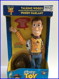 VERY RARE Thinkway Disney Pixar Toy Story 2 Talking Woody 11 Inch Doll Figure