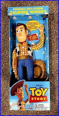 Vintage 1995 Toy Story DISNEY Original Poseable Pull-String TALKING WOODY & Buzz
