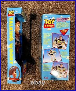 Vintage 1995 Toy Story DISNEY Original Poseable Pull-String TALKING WOODY & Buzz