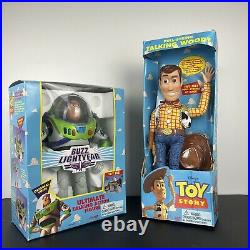 Vintage 1995 Toy Story DISNEY Original Pull-String WOODY & BUZZ lightyear BUNDLE