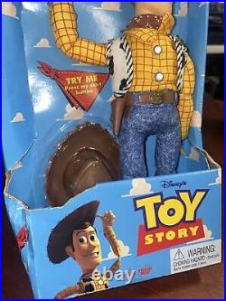 Vintage 90s Toy Story Talking Woody Doll Press Shirt Button VTG Thinkway HTF NEW