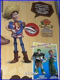 Vintage Disney Store Toy Story Talking Woody pull string 17 w Box Hawaiian
