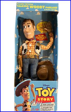 Vintage Disney Toy Story Poseable Pull-String Talking Woody Thinkway NEW
