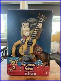 Vintage Strummin' Singin' Woody Toy Story 2 Doll 17 NIB Disney Pixar Mattel