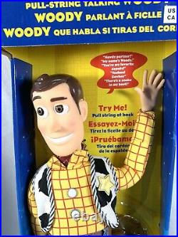 Vintage Think Way Disney Pixar Toy Story 2 Pull String Talking Woody Doll