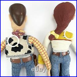 Vintage Thinkway TOY STORY Woody & Jessie Dolls 15 With Hats Pull String Works