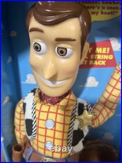 Vtg 1995 Disney Toy Story Pull String Talking WOODY Doll in Box Thinkway