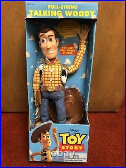 Vtg. NIB Disney Pixar Toy Story Pull String Talking Woody Thinkway 62943 Works